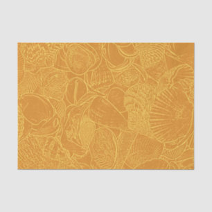 Seda Papel de Decoupage Praia Costeira Conchas Dourado