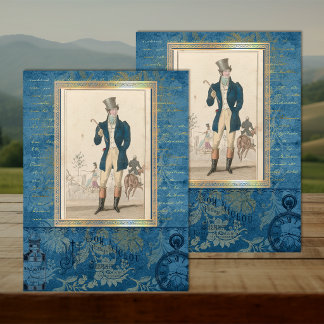 Seda Papel de Decoupage Regency Fashion Gentleman Teal