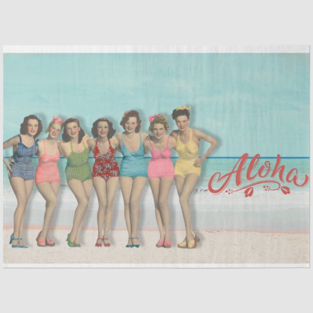 Seda Papel de Decoupage Retro Belezas de Banho (Frente )
