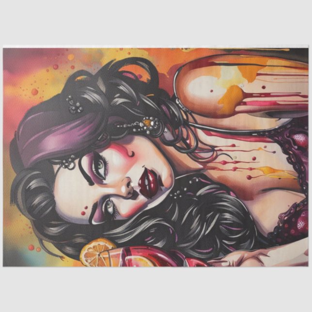 Seda Papel de Decoupage Sangria Cuties Cocktail (Frente )