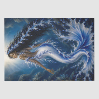Seda Papel de Decoupage Sereia Dragão Mar Azul Oceano E
