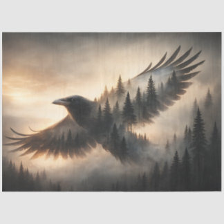 Seda Papel de Decoupage Silhueta da Floresta da Raven