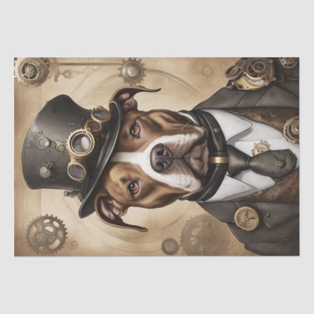 Seda Papel de Decoupage Steampunk Pitbull (Frente )