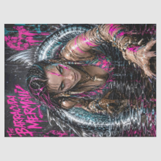 Seda Papel de Decoupage Tecido Barracuda Mermaid Gothic