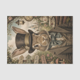 Seda Papel de Decoupage Tecido Lebre do Chapeleiro Capr