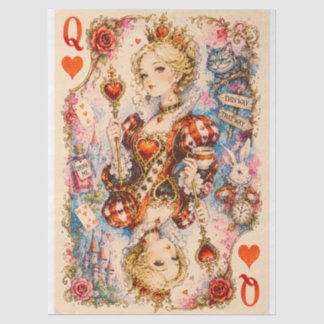 Seda Papel de Decoupage Tecido Rainha de Copas Inspirad