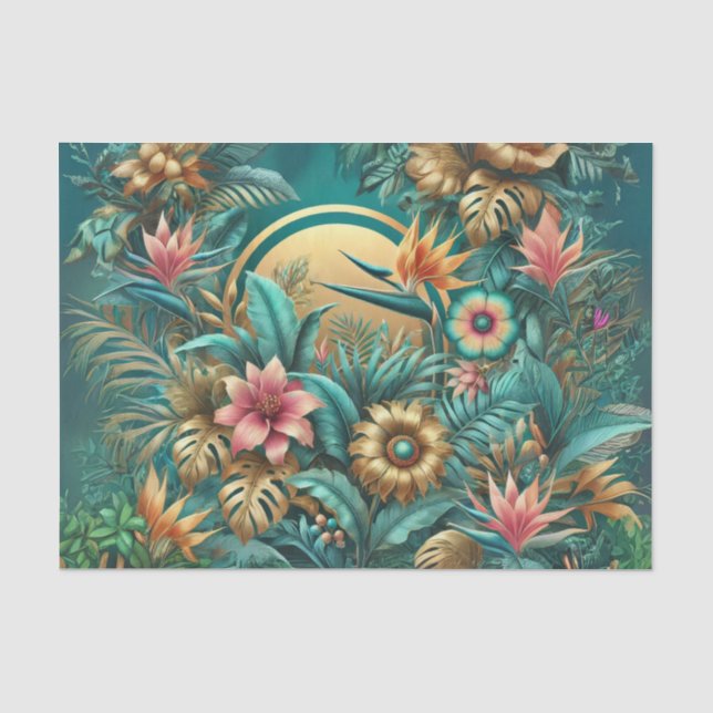 Seda Papel de Decoupage Tropical Iridescente (Frente )