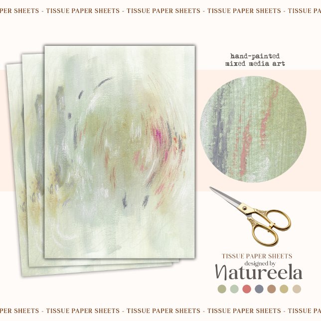 Seda Papel de Decoupage Verde Contemporâneo Abstrato (Criador carregado)