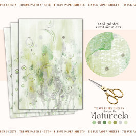 Seda Papel de Decoupage Verde Elegante Abstrato