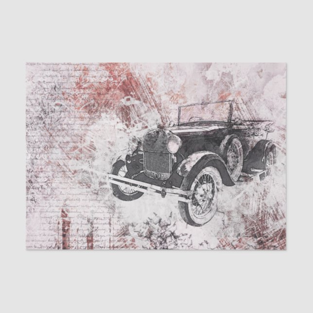 Seda Papel de Decoupage Vitoriano de Carro Antigo Vinta (Frente )