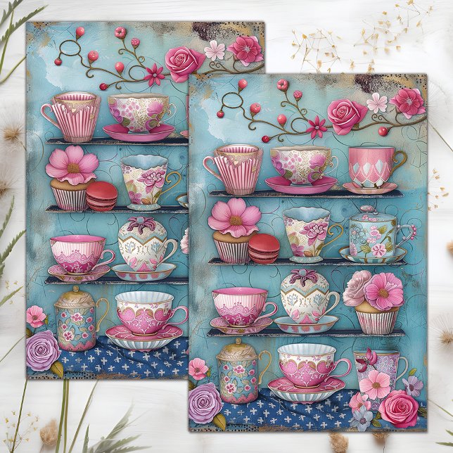 SEDA PAPEL DE DECUPAGEM PARA XÍCARAS (TEACUPS DECOUPAGE TISSUE PAPER)