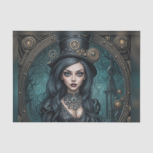 Seda Papel de Descamação da Mulher Gótico Steampunk