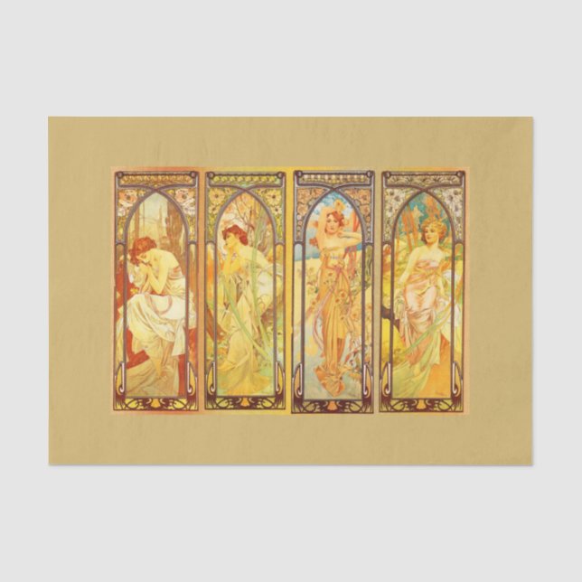 Seda Papel de dissociação 10"x15" - Alphonse Mucha 45 (Frente )