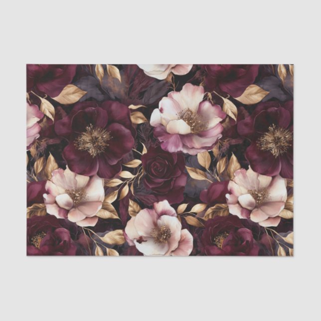 Seda Papel de dissociação das flores de veludo escuro (Frente )