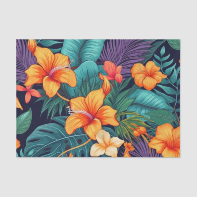 Seda Papel de dissociação das flores laranja tropical (Frente )