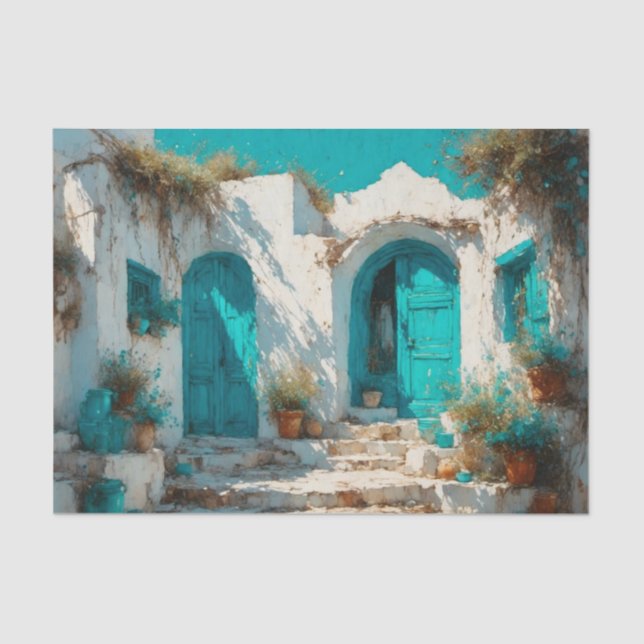 Seda Papel de dissociação de férias Sunny Santorini (Frente )