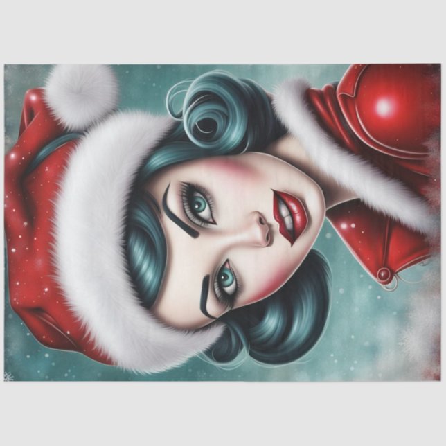 Seda Papel de dissociação de Natal Rockabilly Pinup (Frente )