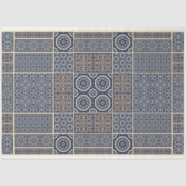 Seda Papel de dissociação do azulejo design marroquino  (Frente )