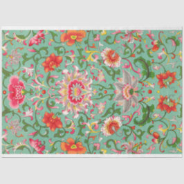 Seda Papel de dissociação floral de turquesa, bonito
