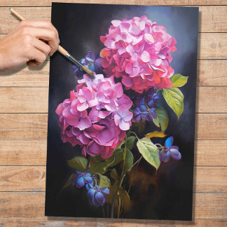 Seda Papel de dissociação - Hydrangea 1 rosa