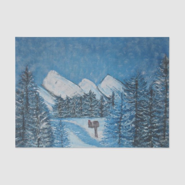 Seda PAPEL DE EMBALAGEM DE TECIDO DE inverno Pintado (Frente )