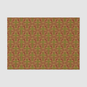 Seda PAPEL DE EMBALAGEM DE TECIDO Dourado-Vermelho 23