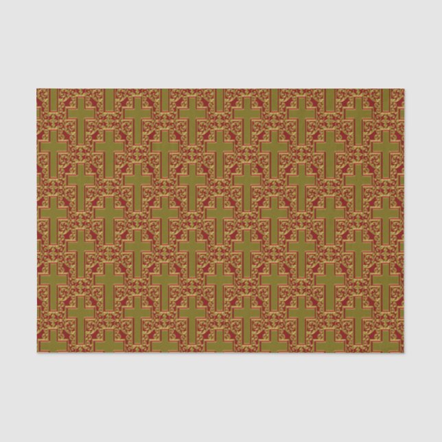 Seda PAPEL DE EMBALAGEM DE TECIDO Dourado-Vermelho 23 (Frente )
