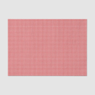 Seda PAPEL DE EMBALAGEM DE TECIDO Gingham-Branco-Vermel