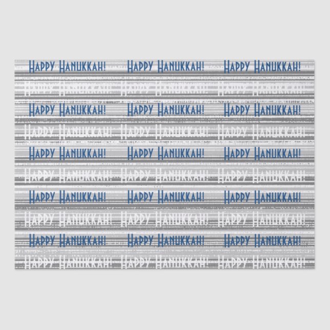 Seda Papel de embrulhamento de tiras Azuis Feliz Hanukk (Frente )