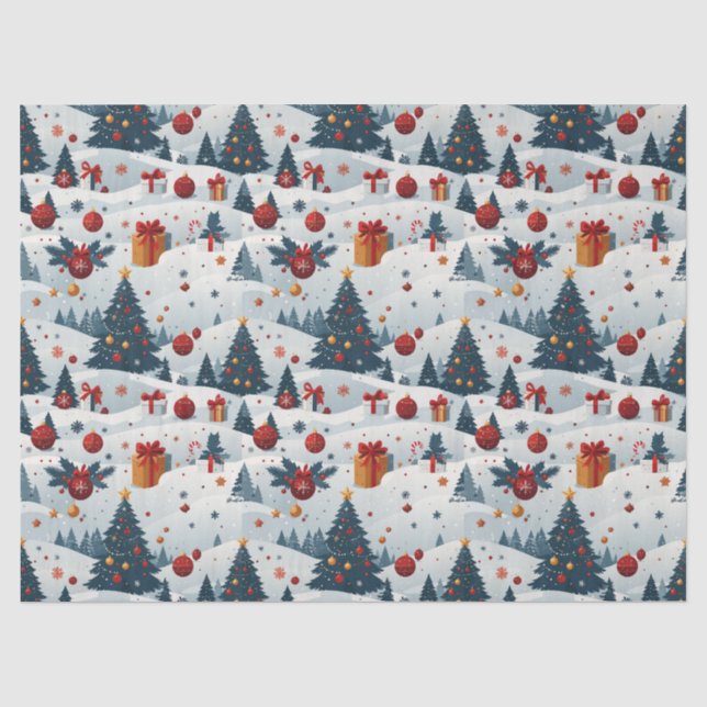 Seda Papel de embrulho com padrão de árvores de Natal f (Frente )