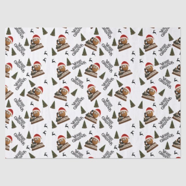 Seda Papel de embrulho de Natal com noz antiga (Frente )