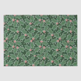 Seda Papel de embrulho de Natal Verde Holly