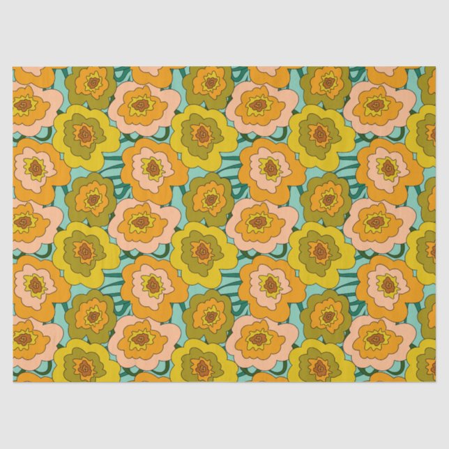 Seda Papel de Embrulho de Tecido Papoulas Pastel (Frente )