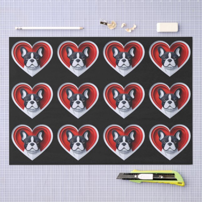 Seda Papel de embrulho do French Bulldog Cute Frenchie (Arte )