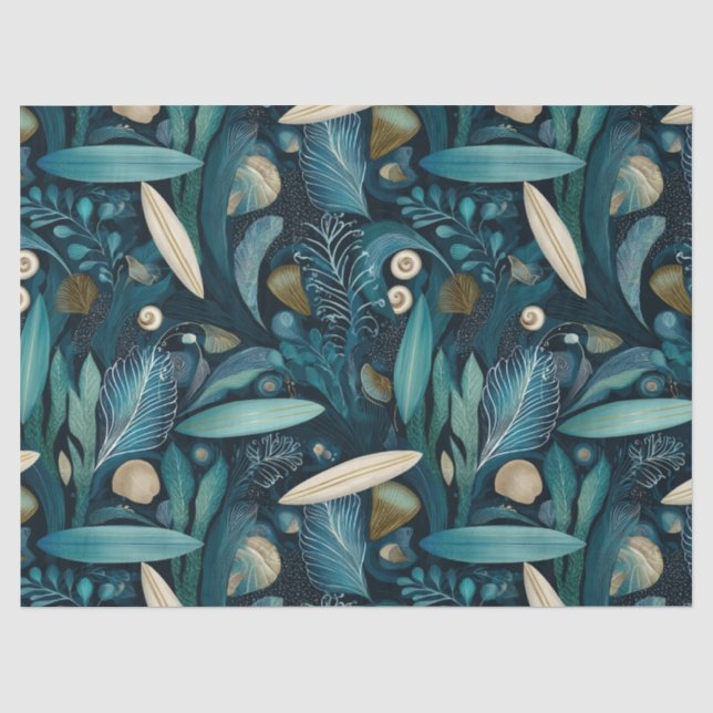 Seda Papel de embrulho elegante de prancheta de surf e  (Frente )