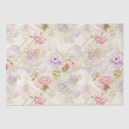 Seda Papel de Embrulho Floral Aquarela Romântica - Eleg