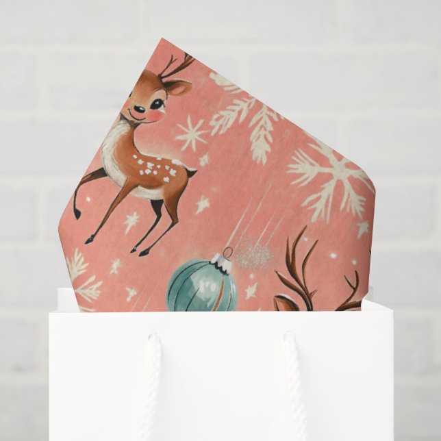 Seda Papel de embrulho Natalino Vintage Renas II (Sacola de presentes)
