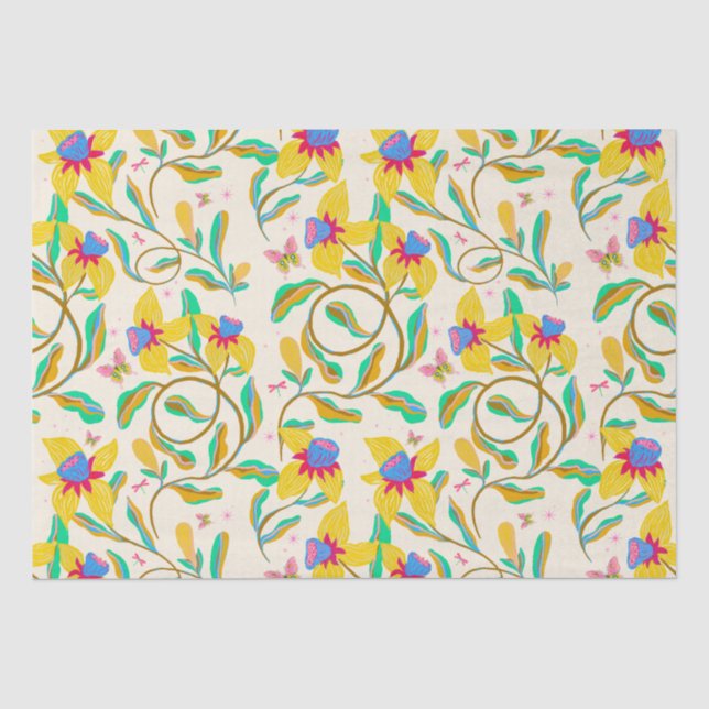 Seda Papel de enrolamento para daffodils vibrantes (Frente )