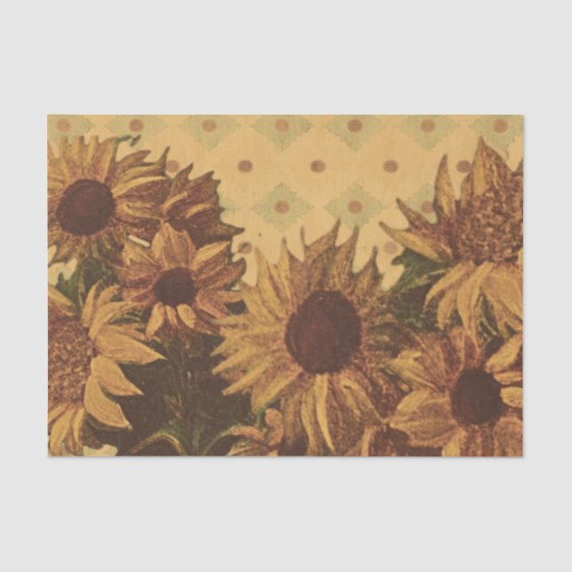 Seda Papel de fundo girassóis retrô vintage (Frente )