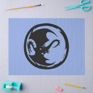 Seda Papel de lenço azul do Dragão preto grande