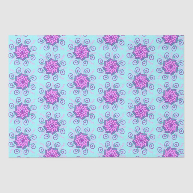 Seda Papel de lenço cor-de-rosa e de menta (Frente )