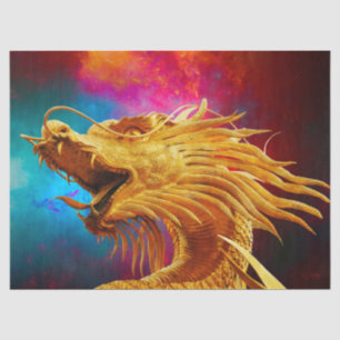 Seda papel de lenço de dragão chinês de boa sorte