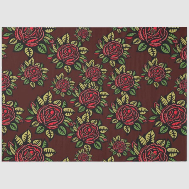 Seda Papel de lenços de rosa vermelha (Frente )