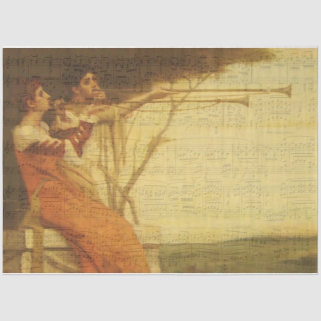 Seda Papel de música para mulheres tocando trompetes (Frente )