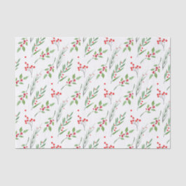 Seda Papel de Padrão Botânico Misto de Natal