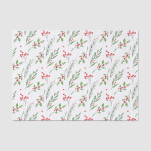 Seda Papel de Padrão Botânico Misto de Natal