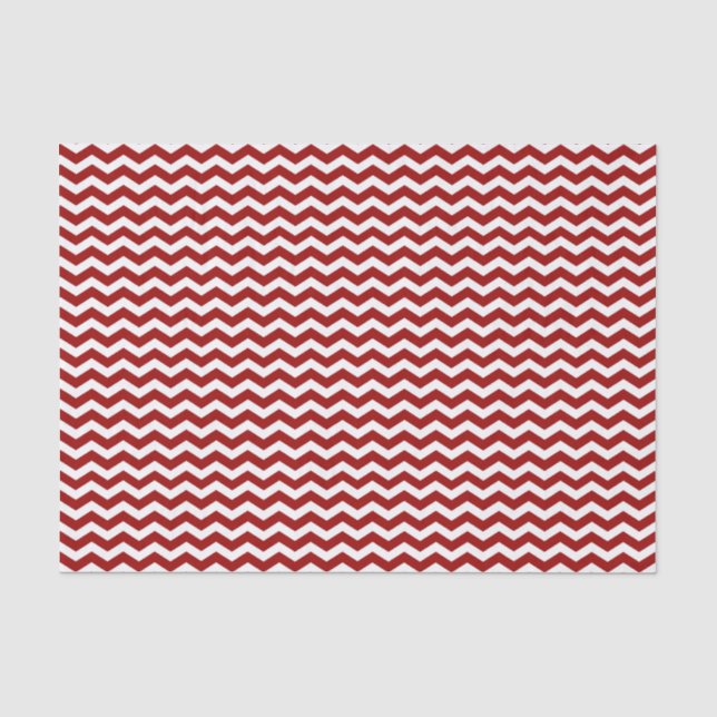 Seda Papel de Padrão de Chevron Vermelho e Branco (Frente )