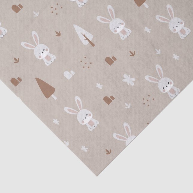 Seda Papel de Padrão de Coelho Adorável (Detalhes)