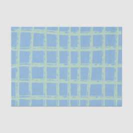 Seda Papel de padrão de grade pintado à mão verde azul