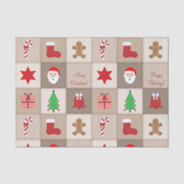 Seda Papel de Padrão de Natal - bege